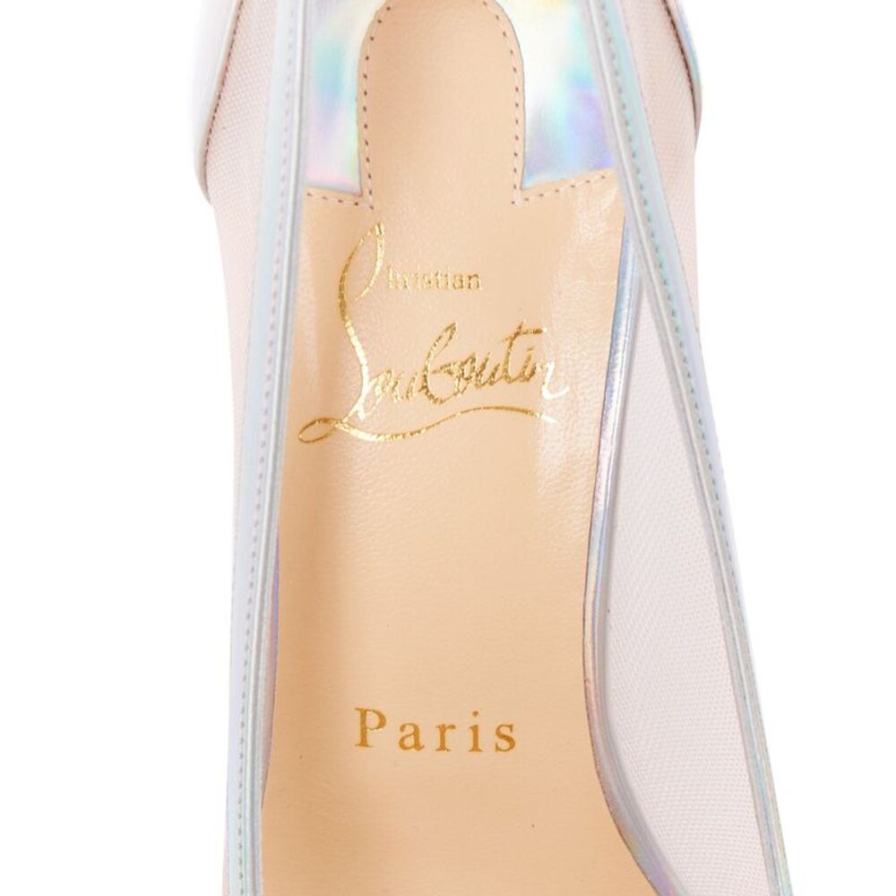 CHRISTIAN LOUBOUTIN Galavati Strass silver iridescent mesh crystal heels EU36.5 - Picture 10 of 10